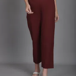 Enchanted Drapes Women Self Design Tailored Slim Fit Mid-Rise Cotton Culottes Trousers-picture-25
