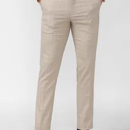 Peter England Men Beige Slim Fit Trousers-picture-49