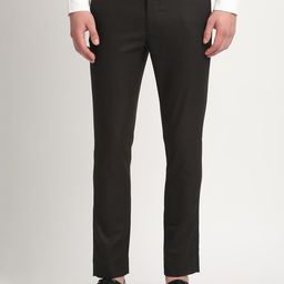 THE BEAR HOUSE Men Solid Tapered Fit Mid-Rise Formal Trousers-image-98
