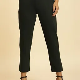 W Women Plain Slim Fit Cropped Regular Trousers-image-21