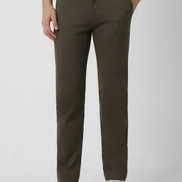Peter England Casuals Men Green Slim Fit Trousers-image-83