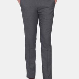 Arrow New York Men Grey Textured Slim Fit Formal Trouser-image-97