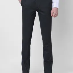 J Hampstead Men Textured Slim Fit Cotton Formal Trousers-image-83