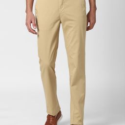 Peter England Casuals Men Khaki Solid Slim Fit Trousers-image-101