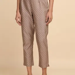 W The Folksong Collection - Women Light Grey Jacquard Slim Pants-picture-18