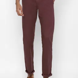 Allen Solly Men Maroon Solid Slim Fit Trousers-picture-18