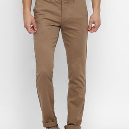 Turtle Men Brown Ultra Slim Fit Textured Trousers-image-99