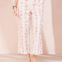 Fabindia Women Floral Printed Mid-Rise Cotton Plain Regular Trousers Trousers-image-16