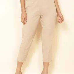 Fabindia Women Cropped Cotton Cigarette Trousers-picture-26
