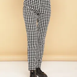 LULU & SKY Women Checked Mid-Rise Trousers-picture-1