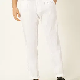 Thomas Scott Men Smart Pleated Linen Cotton Chinos Trousers-image-10