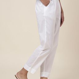 Fabindia Women Mid Rise Plain Knitted Cotton Cropped Trousers-image-82