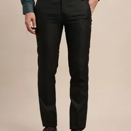 Turtle Men Textured Tailored Skinny Fit Trousers-image-11
