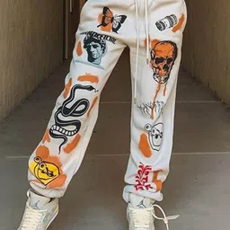 Stylecast X KPOP Women Conversational Printed Mid-Rise Joggers Trouser-image-80