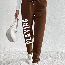 TABADTOD Women Printed Relaxed Joggers Trousers-image-58