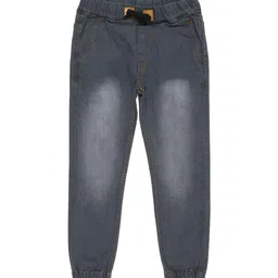 Urbano Juniors Boys Grey Slim Fit Joggers Trousers-image-5