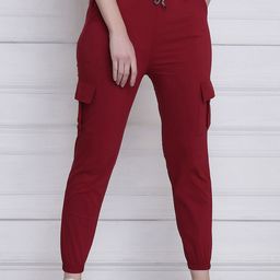 BUY NEW TREND Women Maroon Comfort Slim Fit Joggers Trousers-image-82