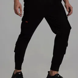 Snitch Men Black Smart Cotton Cargos Trousers-image-9
