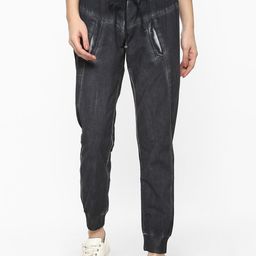 Porsorte Women Blue Tapered Fit Cotton Joggers Trousers-image-2