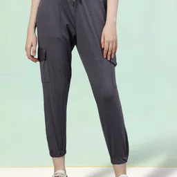 FITHUB Women High-Rise Cotton Cargos Trousers-image-55