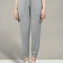 FITHUB Women High-Rise Travel Features Cotton Joggers Trousers-image-19