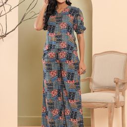 Haute and Humble Abstract Printed Top With Trousers image 1