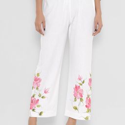 PINKVILLE JAIPUR Women White Floral Embroidered Loose Fit Trousers-image-77