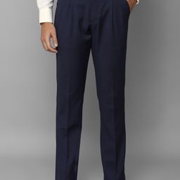 Louis Philippe Men Navy Blue Pleated Trousers-image-106