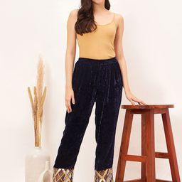 First Resort by Ramola Bachchan Women Velvet Straight Trouser-image-26
