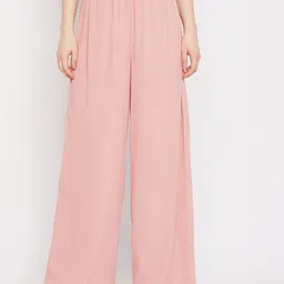 Berrylush Women Pink High-Rise Pleated Parallel Trousers-image-51
