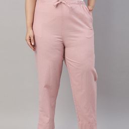 Go Colors Women Pink Printed Tapered Fit Trousers-image-21