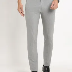Turtle Men Tailored Tapered Fit Mid-Rise Cotton Formal Trousers-image-29