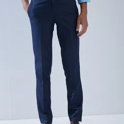 Turtle Men Tailored Tapered Fit Mid-Rise Formal Trousers-image-75