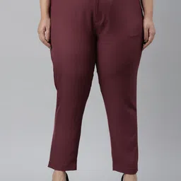 Go Colors Women Plus Size Tailored Tapered Fit Trousers-77