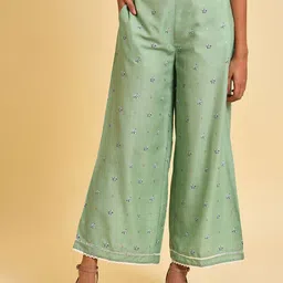 W Women Floral Printed Flared Parallel Trousers-43
