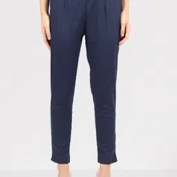 MUFFLY Women Navy Blue Cropped Trousers-image-46