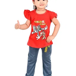 BAESD Girls Tom & jerry Printed Pure Cotton T-Shirt With Trousers-image-32