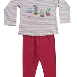 Clothe Funn Girls Striped Round Neck Long Sleeves Pure Cotton T-Shirt With Trouser-image-85