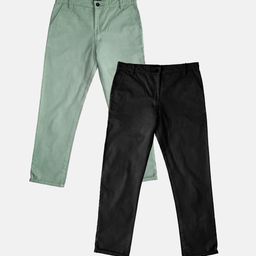 KiddoPanti Boys Pack Of 2 Pure Cotton Chinos Trousers-16