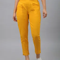 Me Craft Women Yellow Easy Wash Trousers-image-27