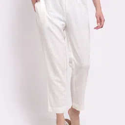 LARGISH Women Relaxed Easy Wash Mid-Rise Cotton Trousers-image-25