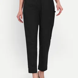 githaan Women Relaxed Straight Leg Mid-Rise Easy Wash Cotton Trousers-picture-19
