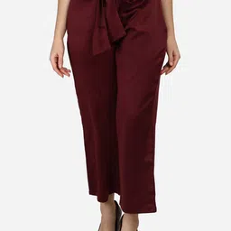 Smarty Pants Woman Burgundy Relaxed Straight Leg Trousers-image-83