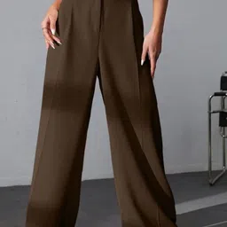 Next One Women Smart High-Rise Easy Wash Parallel Trouser-image-99