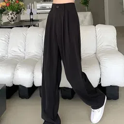 Next One Women Smart Straight Fit Easy Wash Pleated Front Stretchable Parallel Trouser-image-75