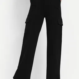 Next One Women Smart Straight Fit High-Rise Easy Wash Cargo Trousers-image-42