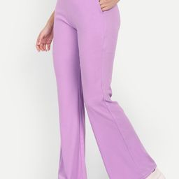 BROADSTAR Women Violet Relaxed Flared High-Rise Easy Wash Bootcut Trousers-image-85