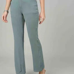 FITHUB Women Relaxed Flared High-Rise Easy Wash Bootcut Trousers-image-47