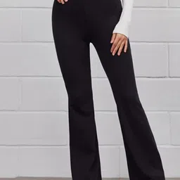 BROADSTAR Women Smart Flared Super High-Rise Easy Wash Stretchable Bootcut Trousers-image-83