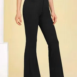 BROADSTAR Women Smart Flat-Front Super High-Rise Flared Bootcut Trousers-image-94